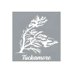 Laser-cut steel wall art featuring a silhouette of a tuckamore tree against a grey background. The tree is depicted with its branches bent by the wind, symbolizing resilience. The word 'Tuckamore' is elegantly cut out beneath the tree, adding a cultural touch to the design.